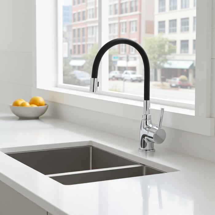 Baterie bucatarie lebada monocomanda ODIN teava flexibila Negru [3]