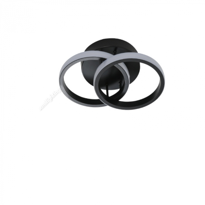 Lustra Led Cerc 28W, Neagra, 2 cercuri, 3 faze iluminat, 3000K/4000K/6500K [5]