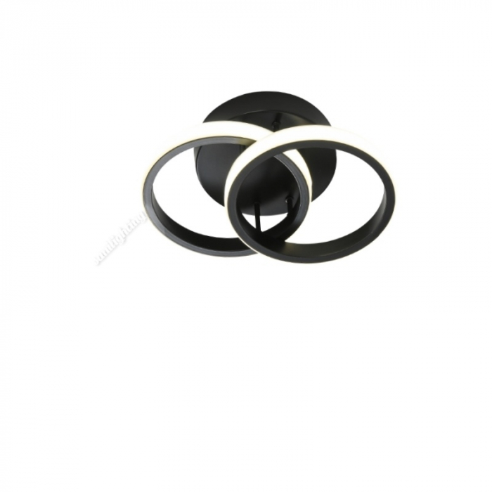 Lustra Led Cerc 28W, Neagra, 2 cercuri, 3 faze iluminat, 3000K/4000K/6500K [3]