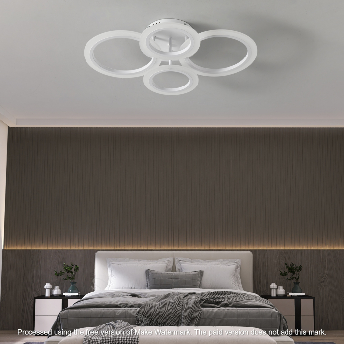 Lustra Led Cercuri  78W, Alba, 4 Brate, telecomanda, intensitate reglabila [4]
