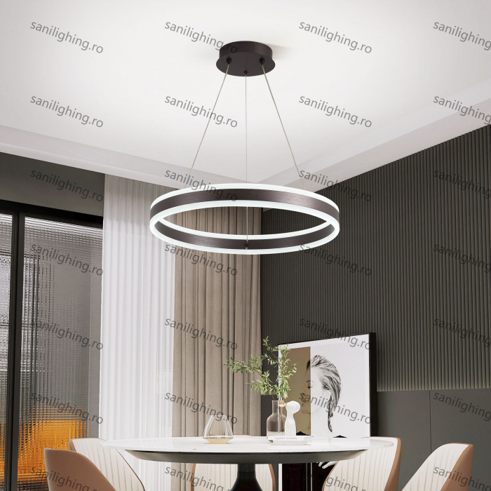 Lustra Led Cercuri 124W, Maro, 1 cerc, telecomanda, intensitate reglabila [2]