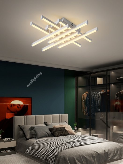 Lustra Led Linii 160W, Alba, 8 brate, telecomanda, intensitate reglabila [1]