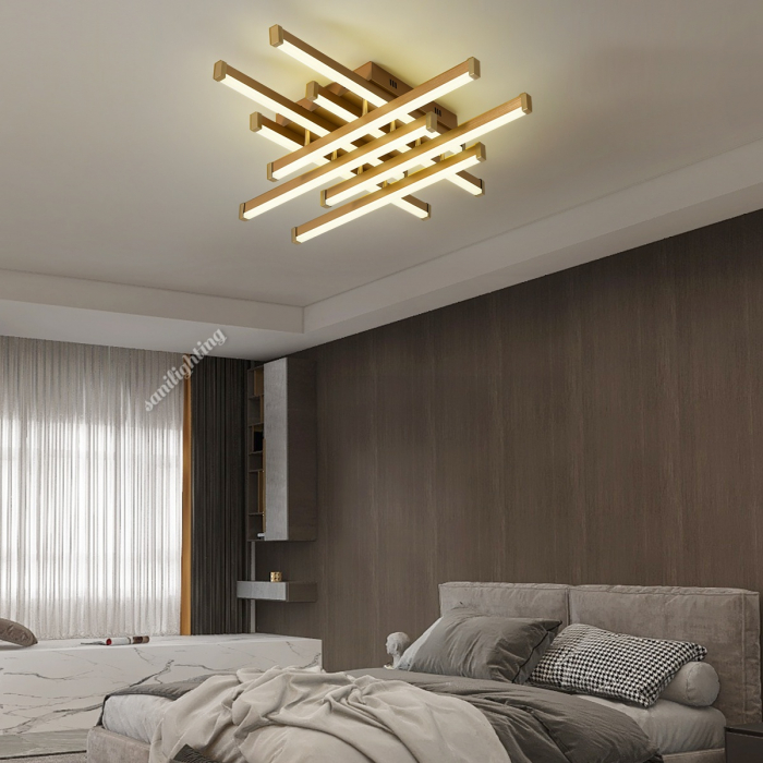 Lustra Led Linii 160W, Aurie, 8 brate, telecomanda, intensitate reglabila [1]