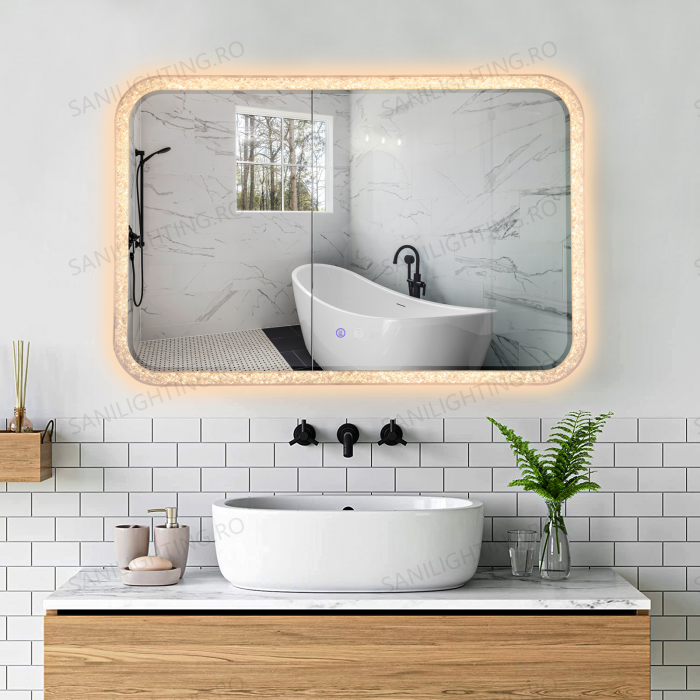 Oglinda LED 100x65cm, Rama Acril, Intrerupator Touch, Dezaburire, 3 tipuri de lumina, Dimabila  SN 052 [4]