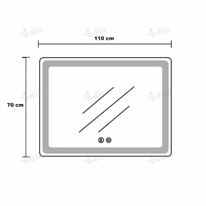Oglinda LED  110cmx70 cm, Intrerupator Touch, Dezaburire, 3 tipuri de lumina, Dimabila, Rama Auriu ,Ceas si Termometru 058 GD [7]
