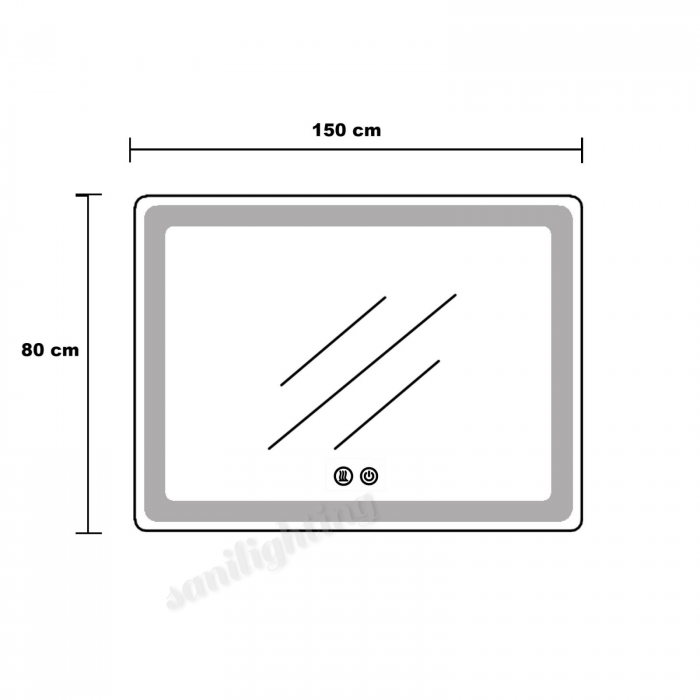 Oglinda LED  150x80 cm, Senzor de miscare , Intrerupator Touch, Dezaburire, Ceas si Termometru,3 tipuri de lumina, Dimabila   SN  22010-1 [7]