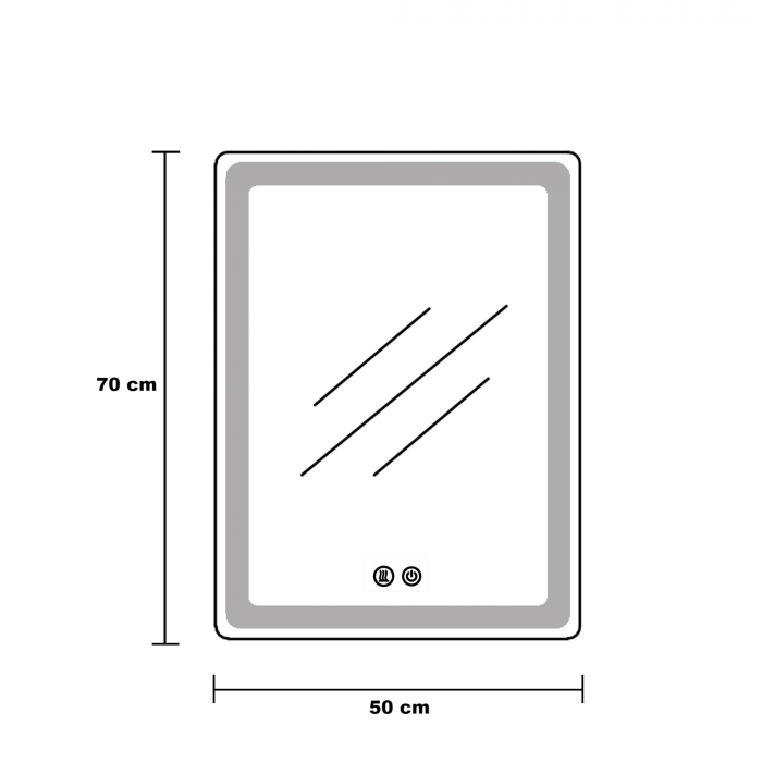 Oglinda LED 50x70cm,,Intrerupator Touch, Dezaburire, 3 tipuri de lumina, Dimabila  SN 030 [6]