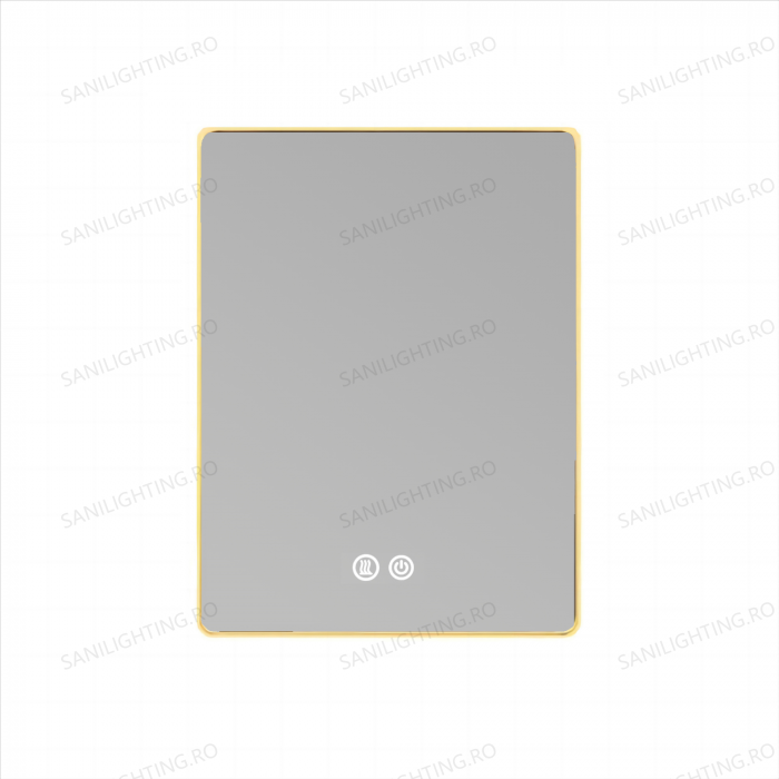 Oglinda LED  80x60 cm, Intrerupator Touch, Dezaburire, 3 tipuri de lumina ,Dimabila ,Rama Auriu  SN 041 [6]