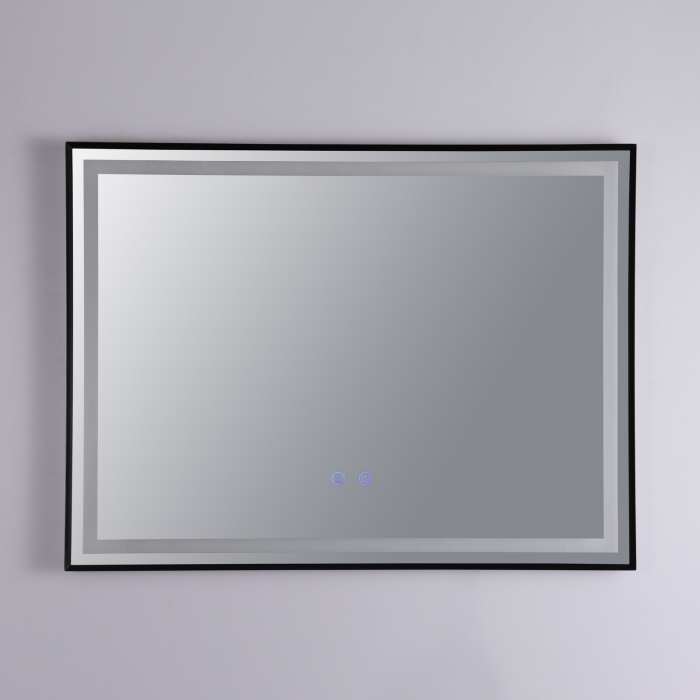 Oglinda LED  80x60 cm, Intrerupator Touch, Dezaburire, 3 tipuri de lumina, Dimabila, Rama Negru  SN 033 BK [7]