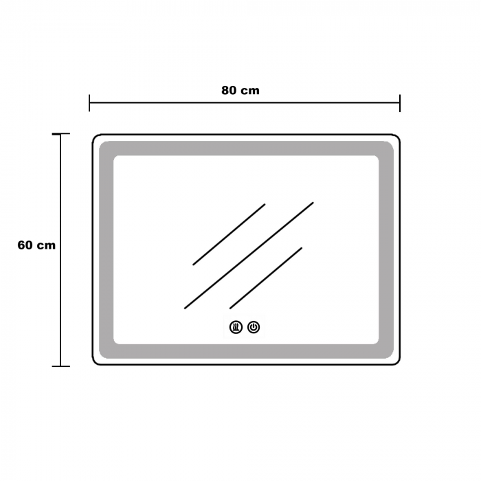 Oglinda LED  80x60 cm, Intrerupator Touch, Dezaburire, 3 tipuri de lumina, Dimabila, Rama Negru  SN 033 BK [6]