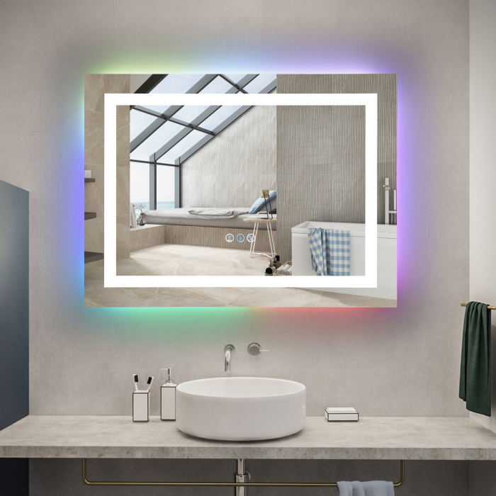 Oglinda LED  80x60 cm, Intrerupator Touch, RGB, Dezaburire, 3 tipuri de lumina, Dimabila,  SN 014 RGB [2]