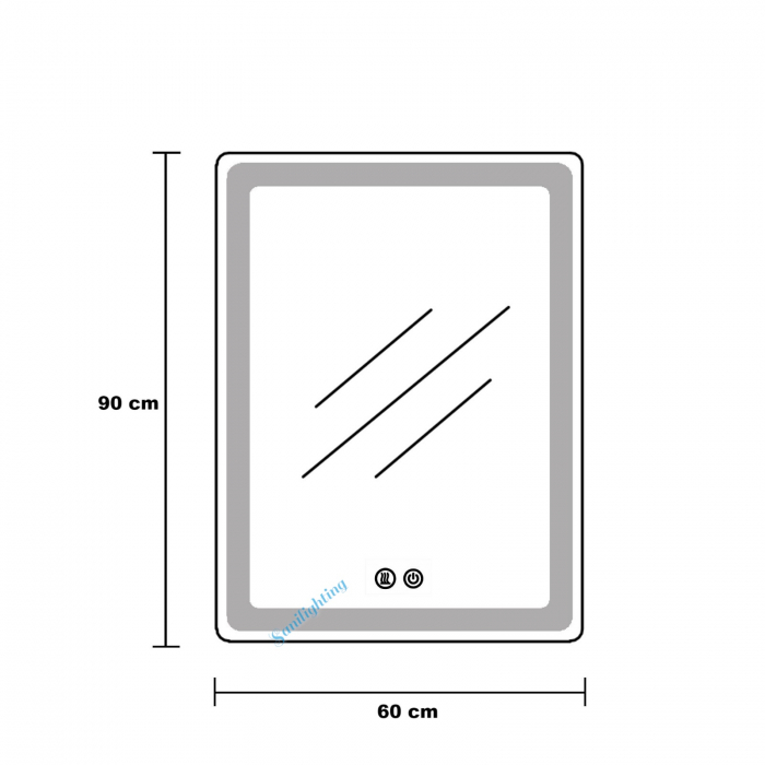 Oglinda LED  90x60 cm,Ovala, Intrerupator Touch, Dezaburire, 3 tipuri de lumina, Dimabila  ,Margine Mata , SN 061 - 101 [6]