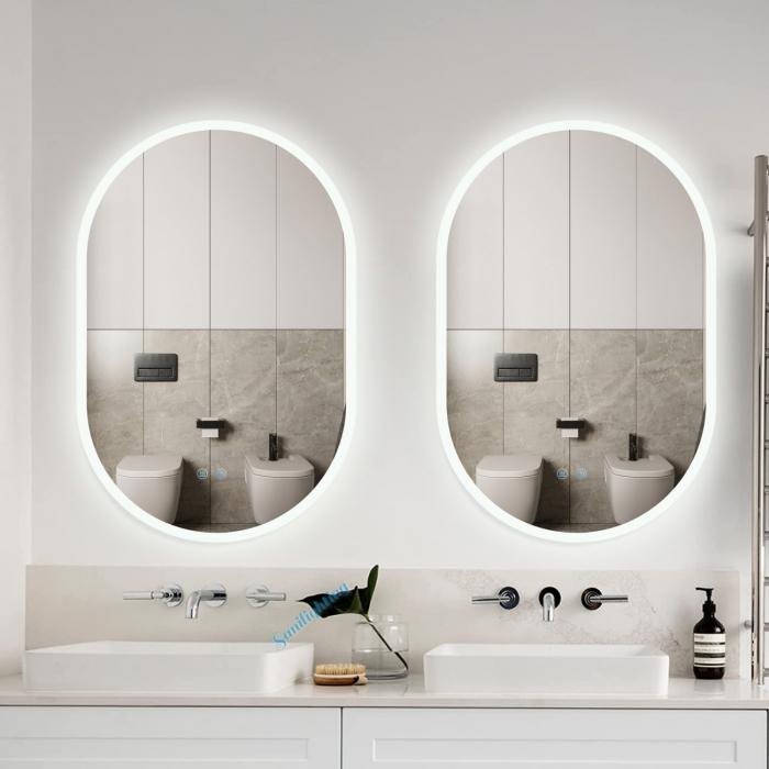Oglinda LED  90x60 cm,Ovala, Intrerupator Touch, Dezaburire, 3 tipuri de lumina, Dimabila  ,Margine Mata , SN 061 - 101 [2]