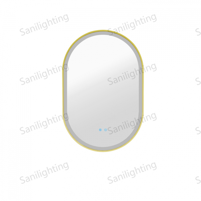 Oglinda LED  90x60 cm,Ovala, Intrerupator Touch, Dezaburire, Rama metal Negru ,3 tipuri de lumina, Dimabila   SN 061  -1 N [3]