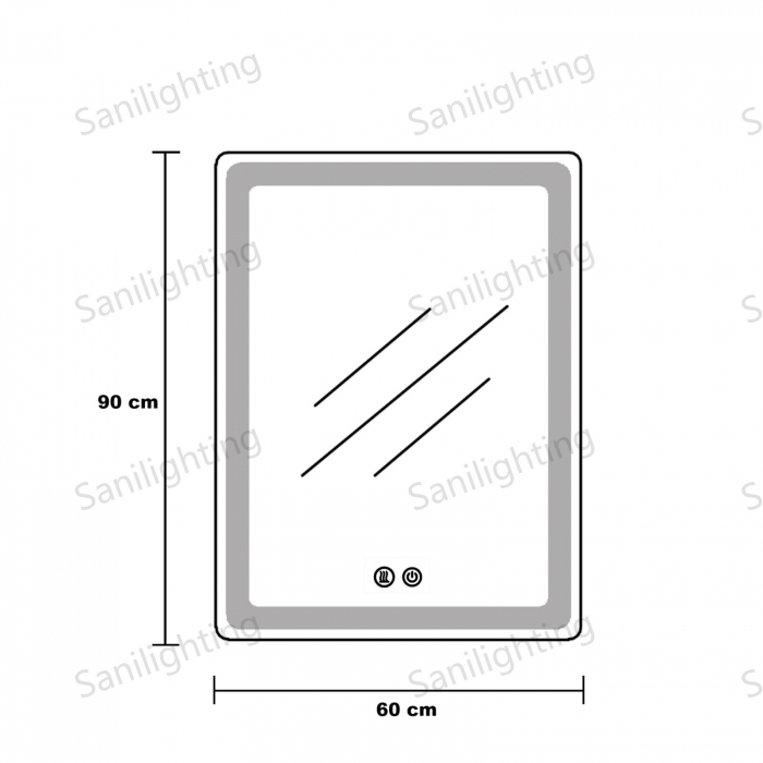 Oglinda LED  90x60 cm,Ovala, Intrerupator Touch, Dezaburire, Rama metal Negru ,3 tipuri de lumina, Dimabila   SN 061  -1 N [5]
