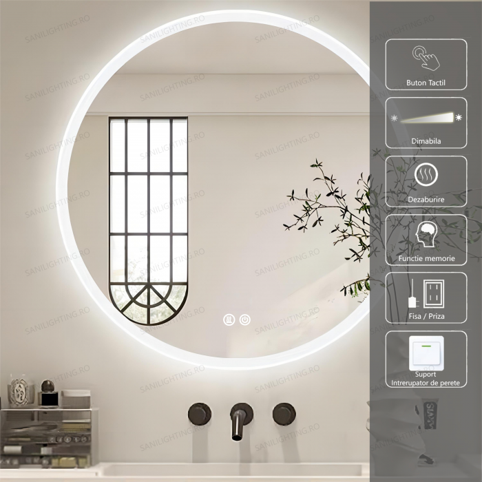 Oglinda LED Diametru 60cm, Intrerupator Touch, Dezaburire, 3 tipuri de lumina, Dimabila  SN 012 [1]