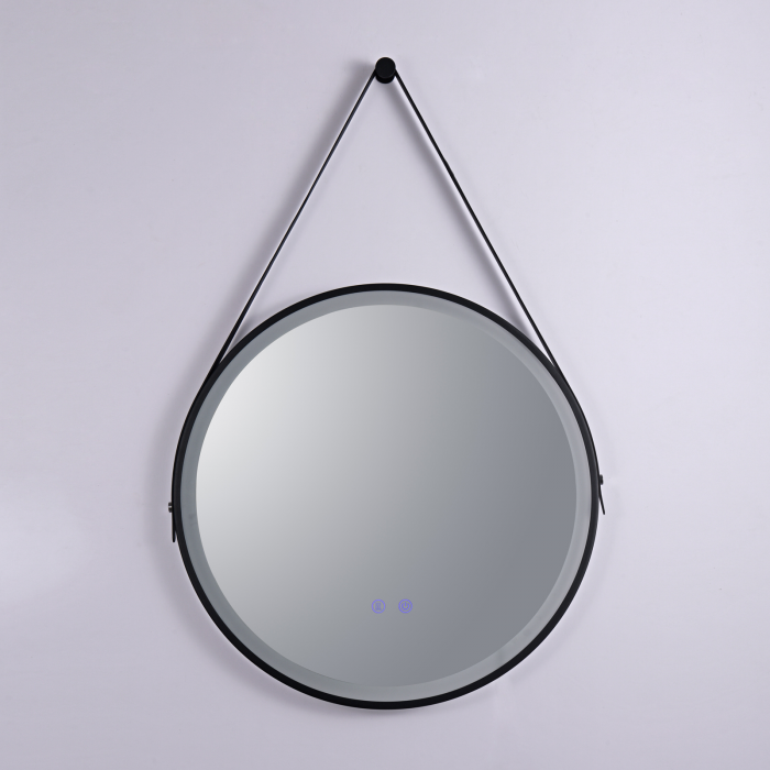 Oglinda LED Diametru 60 cm, Intrerupator Touch, Dezaburire, 3 tipuri de lumina,  Dimabila  Rama Negru  SN 009 [6]