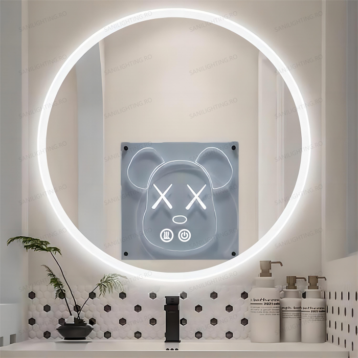 Oglinda LED Diametru 70cm, Intrerupator Touch, Dezaburire, 3 tipuri de lumina, Dimabila  SN 013 [3]