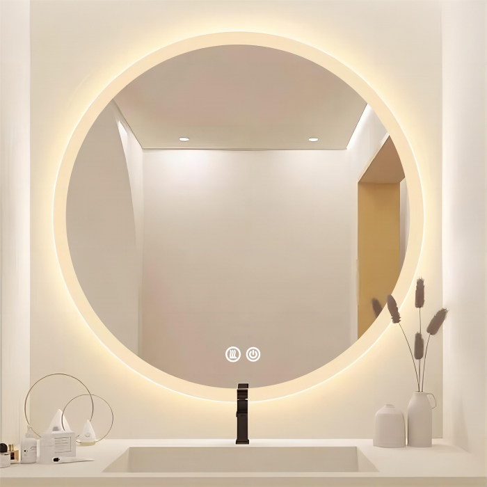 Oglinda LED Diametru 80cm, Intrerupator Touch, ceas si Termometru ,Dezaburire, 3 tipuri de lumina, Dimabila  SN 017-80 [2]