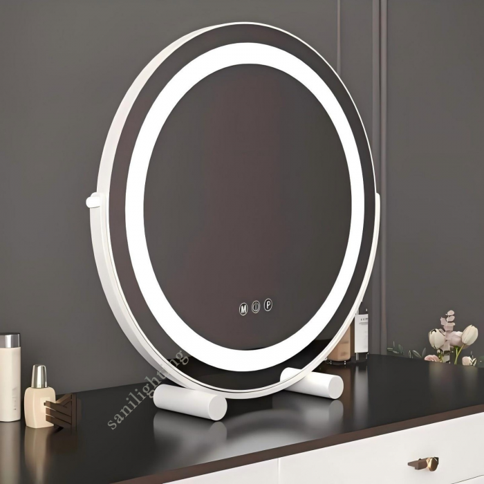 Oglinda Led  ,Makeup ,3 feluri de lumina , Touch, Dimabila , Rotunda [3]