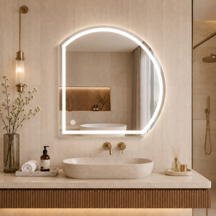 Oglindă LED Odin sfert de cerc 90x90cm, cu dezaburire si touch, 3 tipuri de lumina, IP44, montare perete, OD22016- [2]