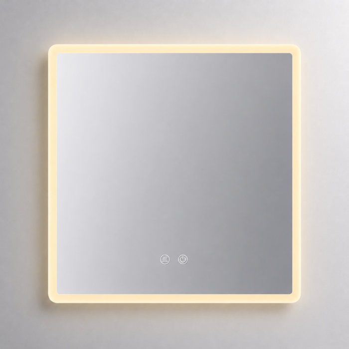 Oglinda LED  Patrata ,70x70 cm, Intrerupator Touch, Dezaburire, 3 tipuri de lumina, Dimabila [5]
