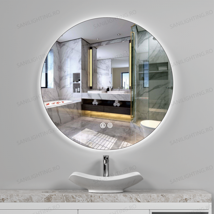 Oglinda LED Diametru 60cm, Intrerupator Touch, Dezaburire, 3 tipuri de lumina, Dimabila   SN 006 [3]