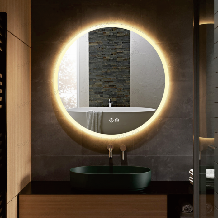 Oglinda LED Diametru 70cm, Intrerupator Touch, Dezaburire, 3 tipuri de lumina, Dimabila  SN 013 [5]