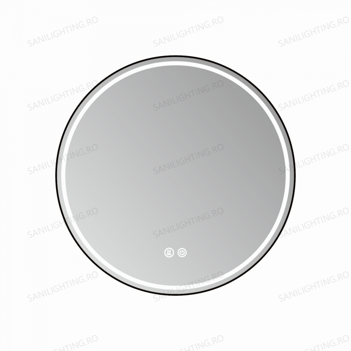 Oglinda LED Diametru 70 cm, Intrerupator Touch, Dezaburire, 3 tipuri de lumina, Dimabila, Rama Negru  SN  016 BK [5]