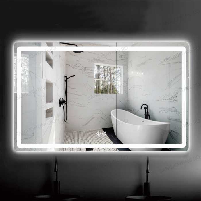 Oglinda LED  60x80 cm, Intrerupator Touch, Dezaburire, 3 tipuri de lumina, Dimabila   SN 037 Y [2]