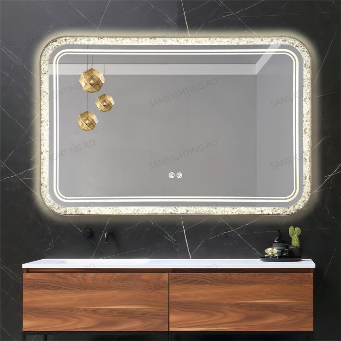Oglinda LED 100x65cm, Rama Acril, Intrerupator Touch, Dezaburire, 3 tipuri de lumina, Dimabila  SN 052 [2]