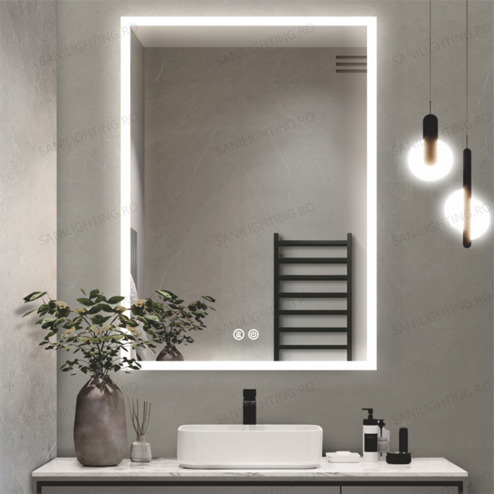 Oglinda LED  60x80 cm, Intrerupator Touch, Dezaburire, 3 tipuri de lumina, Dimabila   SN 035 [2]