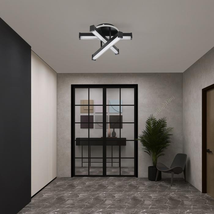 Plafoniera Led 52W 3 tipuri de lumina Negru [4]