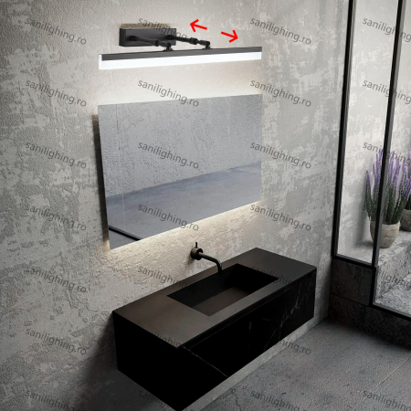 Aplica de baie 58cm,36W dimensiune reglabila,3 tipuri de lumina NEGRU [1]