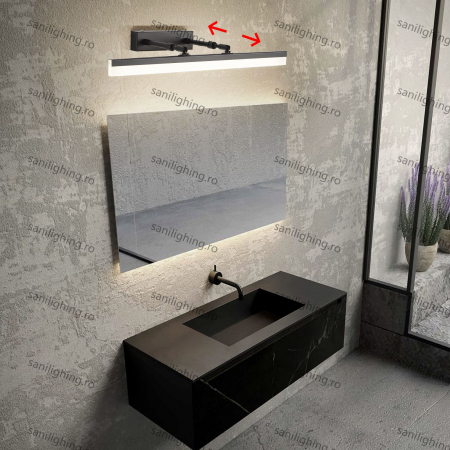 Aplica de baie 58cm,36W dimensiune reglabila,3 tipuri de lumina NEGRU [2]
