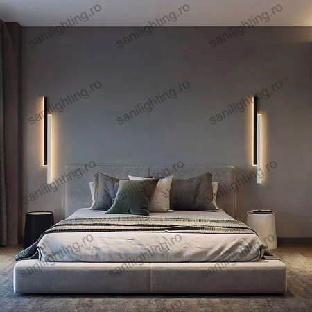 Aplice si Plafoniere - Aplica Led 16W, Negru Alb, 60 cm, 3 tipuri de lumina, Intensitate reglabila