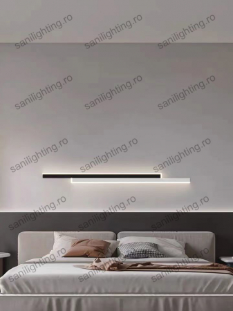 Aplice si Plafoniere - Aplica Led 22W, Negru Alb, 80 cm, 3 tipuri de lumina, Intensitate reglabila