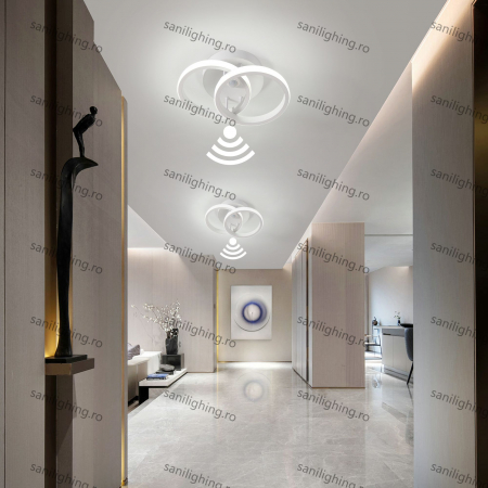 Aplica Led Cerc cu senzor 22W, Alba, 6500K lumina rece [1]