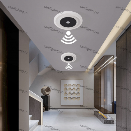 Aplice si Plafoniere - Aplica led cu senzor 24W design rotund NEGRU