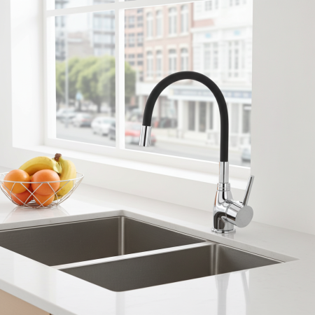 Baterie bucatarie lebada monocomanda ODIN teava flexibila Negru [5]