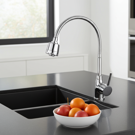 Produse - Baterie bucatarie monocomanda cu teava flexibila ODIN Crom