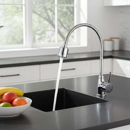 Baterie bucatarie monocomanda cu teava flexibila ODIN Crom [1]