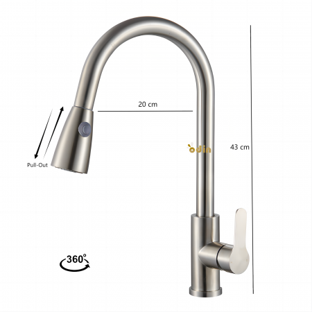 Baterie chiuveta bucatarie extractibila ODIN cu corpul din INOX SUS304 [1]