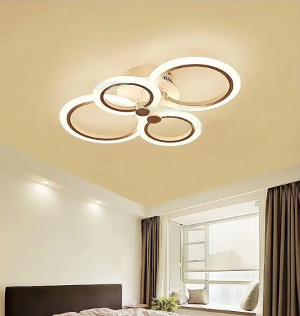 Lustra Led Cerc 72W, Alba, 4 cercuri, telecomanda, intensitate reglabila [1]