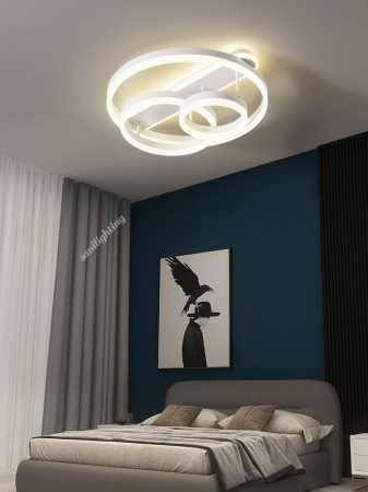 Lustre LED - Lustra Led Cerc 174W, Alba, 3 nivele, telecomanda, intensitate reglabila