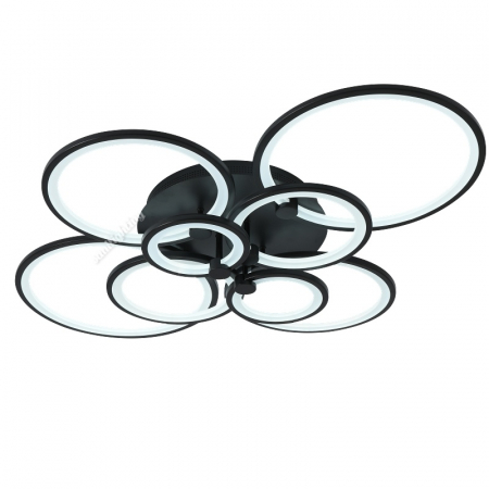 Lustra Led Cercuri 296W, 4+4 Brate, Neagra, telecomanda, intensitate reglabila [1]