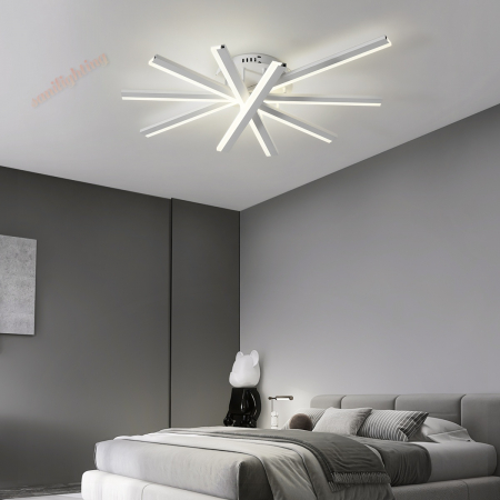 Produse - Lustra Led cu Telecomanda  140W Five Strip Aplicata ,Dimabila ,3000K/4000K/6500K  ALB