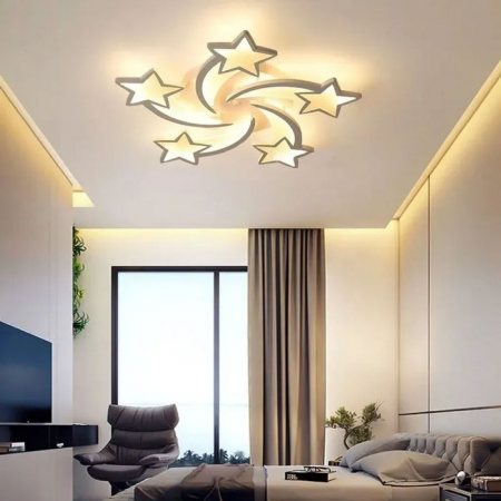 Lustre LED - Lustra Led Cu Telecomanda 150W, 5 Brate, Lumina Rece/Calda/Neutra, Intensitate Reglabila