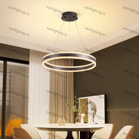 Lustra Led Cercuri 124W, Maro, 1 cerc, telecomanda, intensitate reglabila [3]