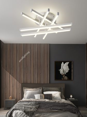 Lustre LED - Lustra Led Linii 150W, Alba, telecomanda, intensitate reglabila